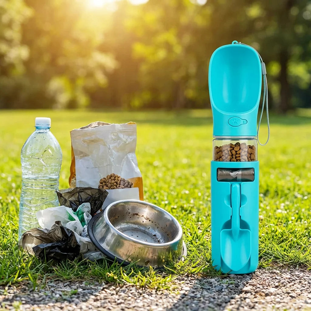 Adventure-Ready 4-in-1 Dog Travel Water Bottle | Portable Food & Waste Kit - Premium Pet Gear for Australian Homes - Simple Pet Co