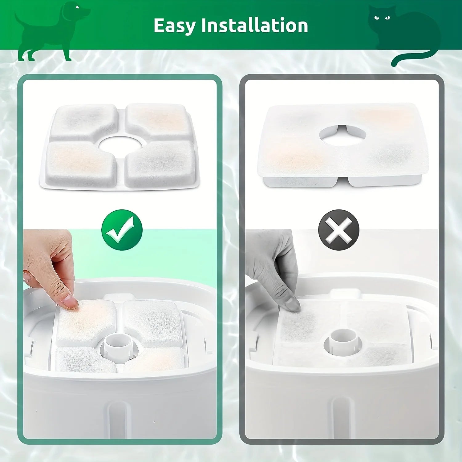 4pcs/Pack Triple Filtration System Automatic Water Fountain Filters for Square 80oz/2.5L - Premium Pet Gear for Australian Homes - Simple Pet Co
