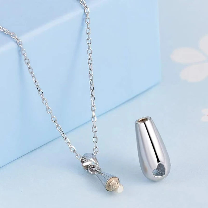 925 Sterling Silver Urn Pendant Necklace Teardrop Cremation Jewelry for Ashes Memorial Keepsake for Women - Premium Pet Gear for Australian Homes - Simple Pet Co