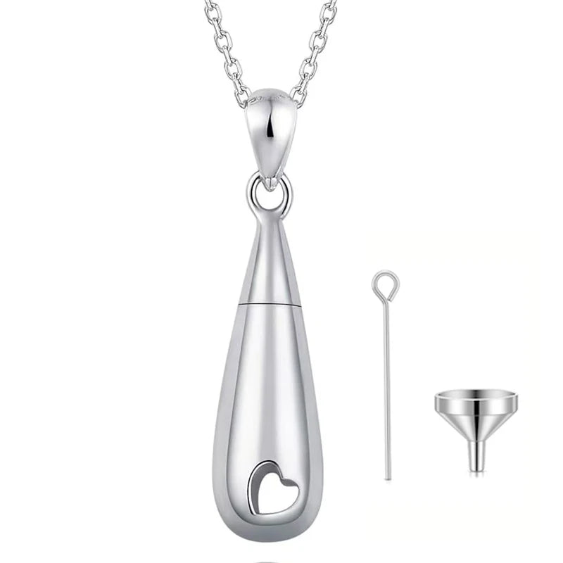 925 Sterling Silver Urn Pendant Necklace Teardrop Cremation Jewelry for Ashes Memorial Keepsake for Women - Premium Pet Gear for Australian Homes - Simple Pet Co