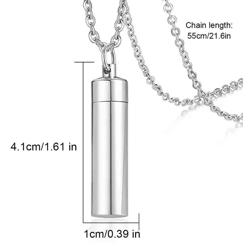 Cylinder Urn Necklace for Ashes Cremation Jewelry Human Pet Stainless Steel Memorial Keepsake Pendant Necklace - Premium Pet Gear for Australian Homes - Simple Pet Co