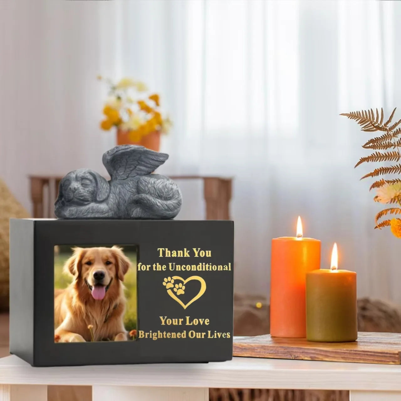 Solid Wood Eco-Friendly Classic Pet Memorial Urn with Photo Frame Custom Engraved Dog Cat Ashes Keepsake Box Handcrafted - Premium Pet Gear for Australian Homes - Simple Pet Co