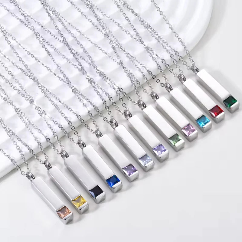 12 Kinds  Birthstone Cremation Jewelry for Ashes Men Women Urn Necklace Stainless Steel Memorial Jewelry - Premium Pet Gear for Australian Homes - Simple Pet Co