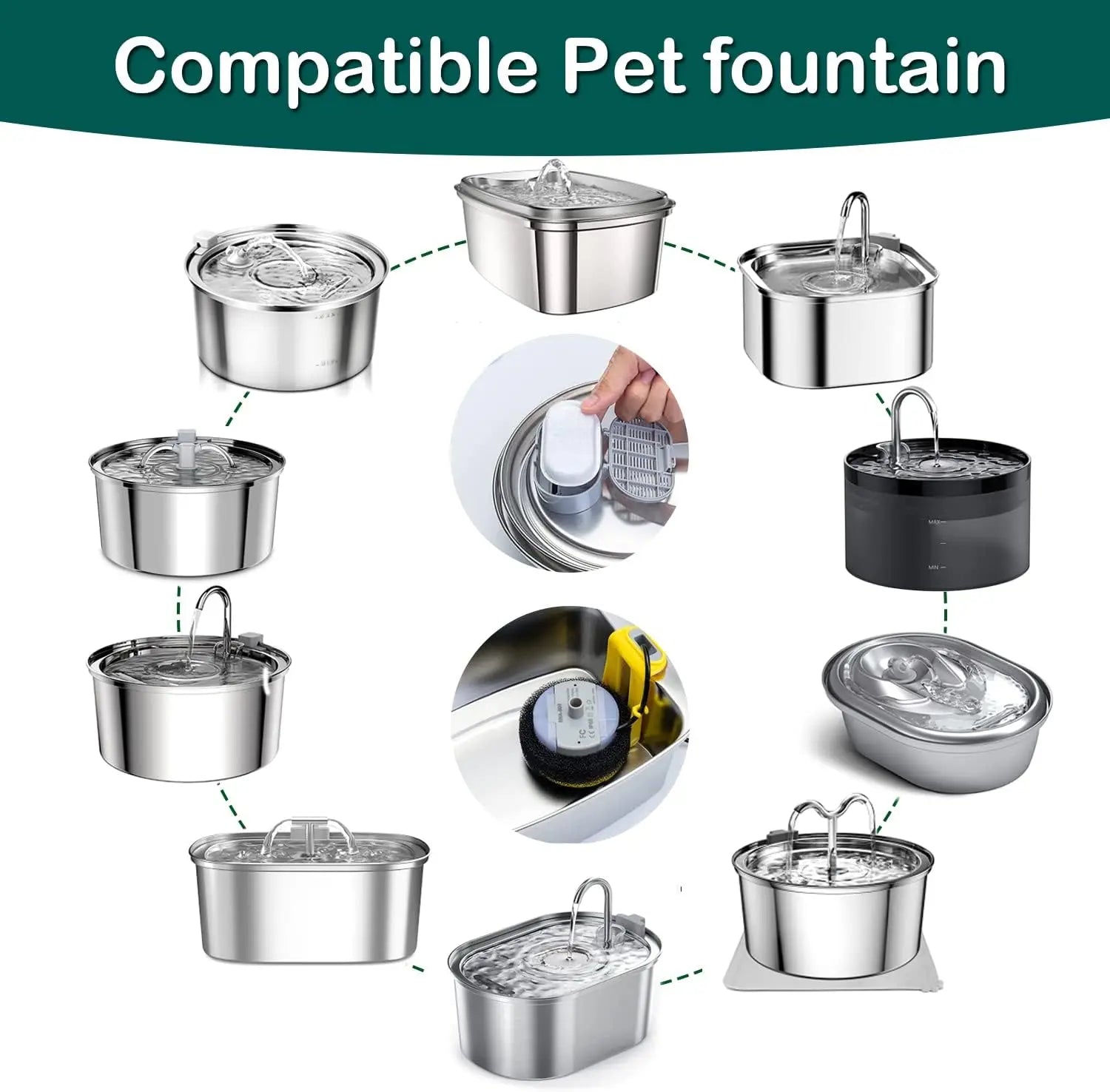 16 Pack Water Fountain Filters for Stainless Steel Pet Dog Dispenser - Premium Pet Gear for Australian Homes - Simple Pet Co