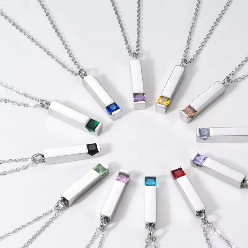 12 Kinds  Birthstone Cremation Jewelry for Ashes Men Women Urn Necklace Stainless Steel Memorial Jewelry - Premium Pet Gear for Australian Homes - Simple Pet Co