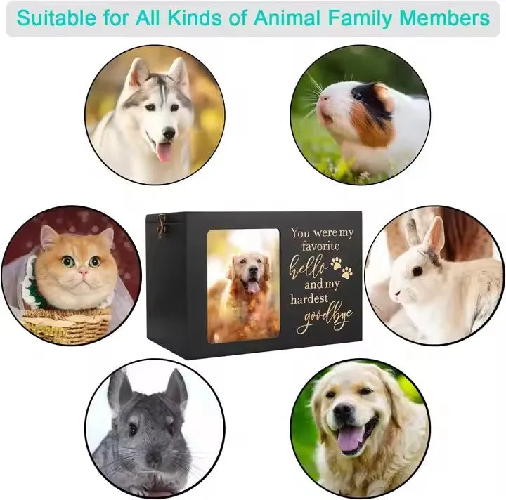 Solid Wood Eco-Friendly Classic Pet Memorial Urn with Photo Frame Custom Engraved Dog Cat Ashes Keepsake Box Handcrafted - Premium Pet Gear for Australian Homes - Simple Pet Co
