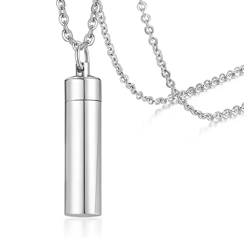 Cylinder Urn Necklace for Ashes Cremation Jewelry Human Pet Stainless Steel Memorial Keepsake Pendant Necklace - Premium Pet Gear for Australian Homes - Simple Pet Co