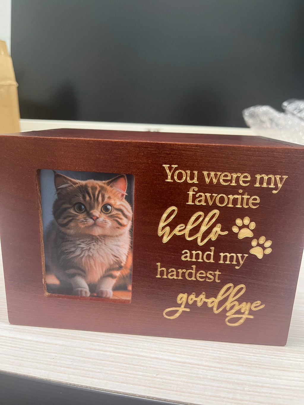 Solid Wood Eco-Friendly Classic Pet Memorial Urn with Photo Frame Custom Engraved Dog Cat Ashes Keepsake Box Handcrafted - Premium Pet Gear for Australian Homes - Simple Pet Co