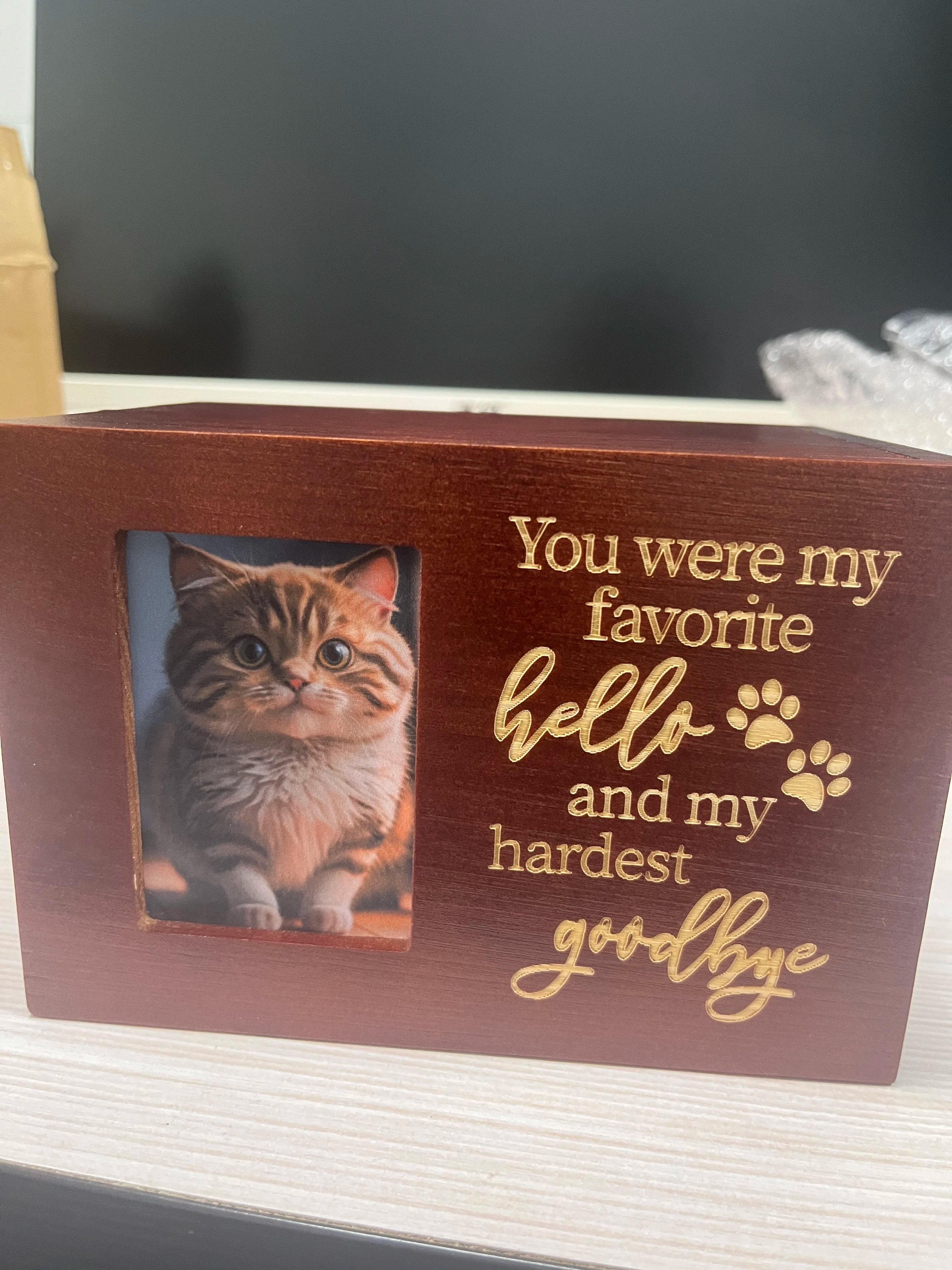 Solid Wood Eco-Friendly Classic Pet Memorial Urn with Photo Frame Custom Engraved Dog Cat Ashes Keepsake Box Handcrafted - Premium Pet Gear for Australian Homes - Simple Pet Co