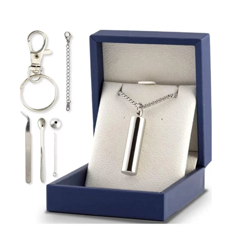 Cylinder Urn Necklace for Ashes Cremation Jewelry Human Pet Stainless Steel Memorial Keepsake Pendant Necklace - Premium Pet Gear for Australian Homes - Simple Pet Co