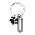 Pet Keychain Cylinder Key Chain with Dog Paw Print Memorial Urn Necklace for Ashes Stainless Steel Cremation JewelrySilver Water - Premium Pet Gear for Australian Homes - Simple Pet Co