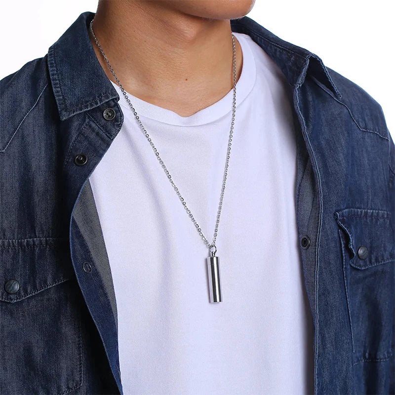 Cylinder Urn Necklace for Ashes Cremation Jewelry Human Pet Stainless Steel Memorial Keepsake Pendant Necklace - Premium Pet Gear for Australian Homes - Simple Pet Co