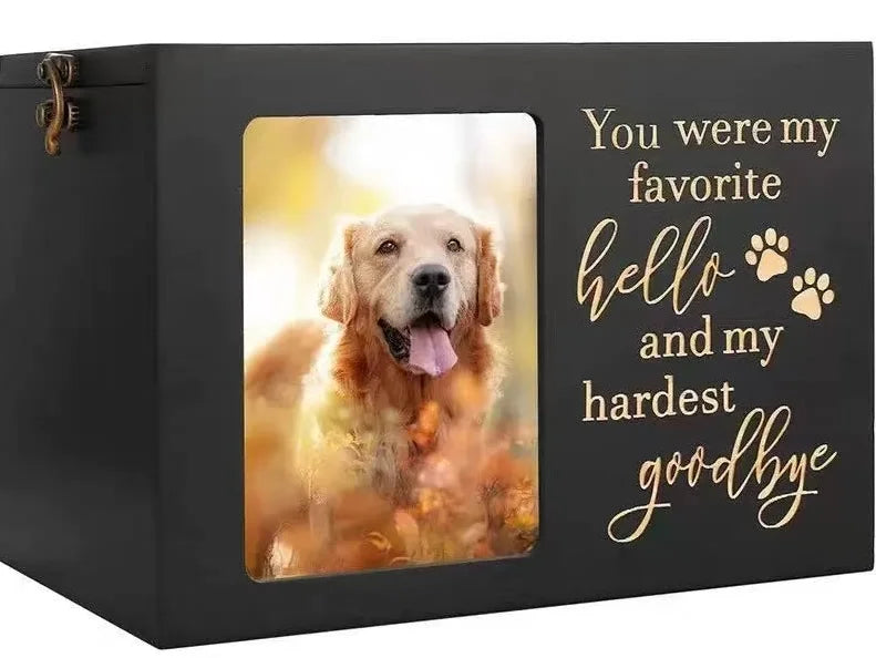 Solid Wood Eco-Friendly Classic Pet Memorial Urn with Photo Frame Custom Engraved Dog Cat Ashes Keepsake Box Handcrafted - Premium Pet Gear for Australian Homes - Simple Pet Co