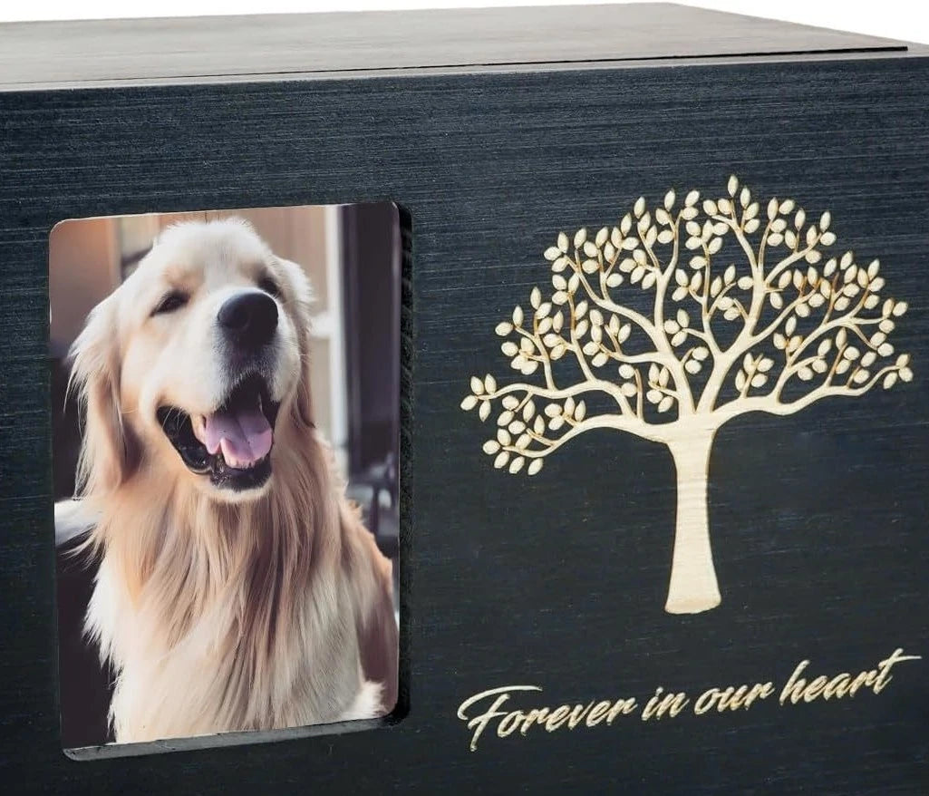 Solid Wood Eco-Friendly Classic Pet Memorial Urn with Photo Frame Custom Engraved Dog Cat Ashes Keepsake Box Handcrafted - Premium Pet Gear for Australian Homes - Simple Pet Co